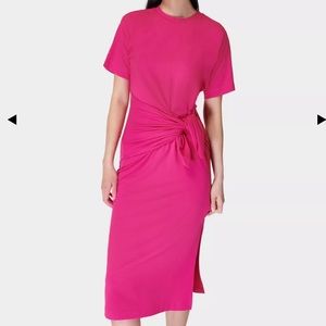 NWT S SWEATY BETTY KNOT-FRONT DRESS FRAMBOISE PINK